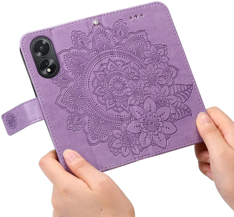 Oppo A18 / A38 Hoesje Mandala Bloemen Wallet Book Case Kunstleer Paars afbeelding 8