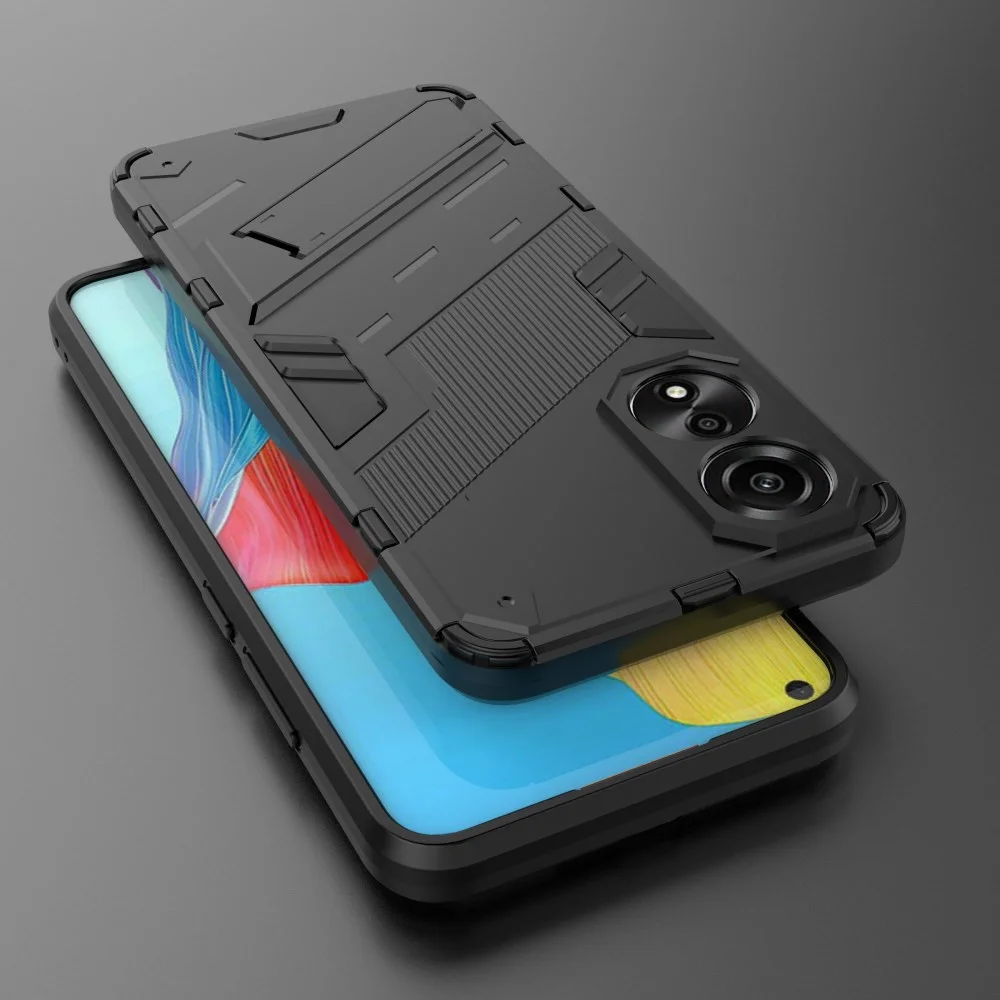 Oppo A78 4G Hoesje Shockproof Kickstand Back Cover Zwart afbeelding 4