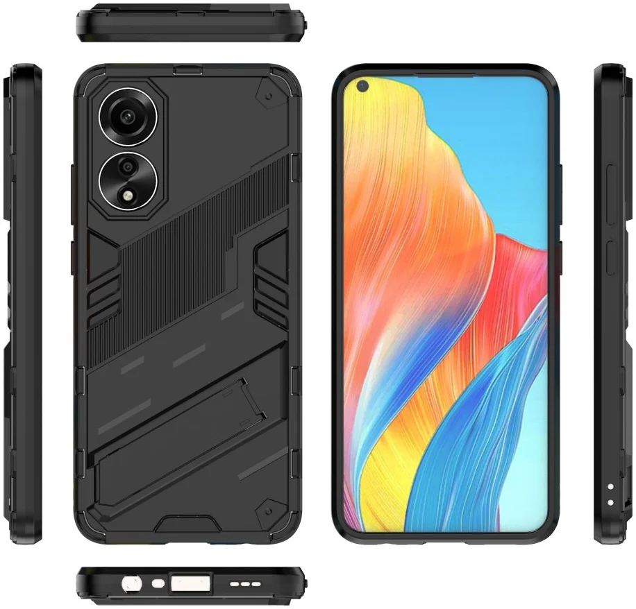 Oppo A78 4G Hoesje Shockproof Kickstand Back Cover Zwart afbeelding 6