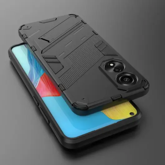Oppo A78 4G Hoesje Shockproof Kickstand Back Cover Zwart afbeelding 4