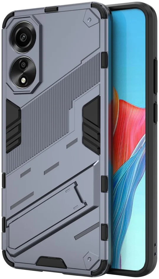 Oppo A78 4G Hoesje Shockproof Kickstand Back Cover Donker Blauw afbeelding 1