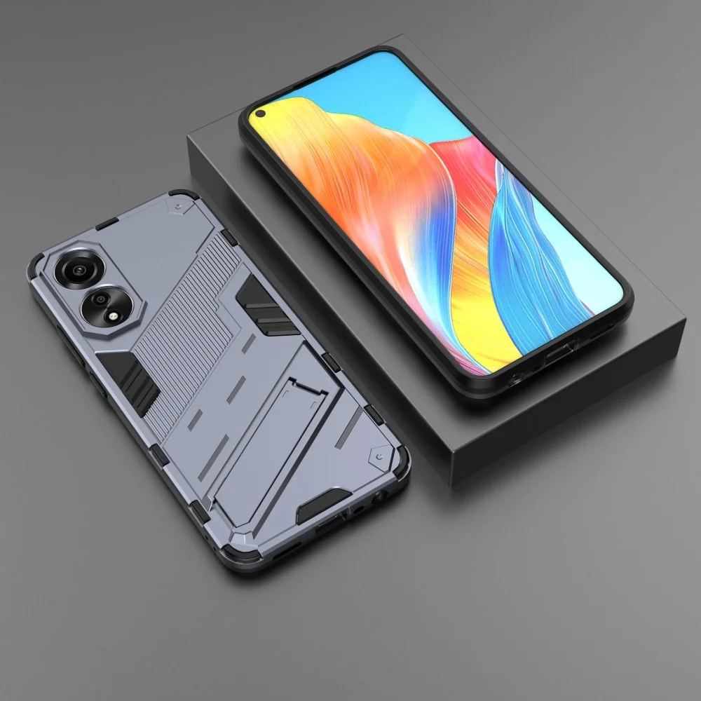 Oppo A78 4G Hoesje Shockproof Kickstand Back Cover Donker Blauw afbeelding 5