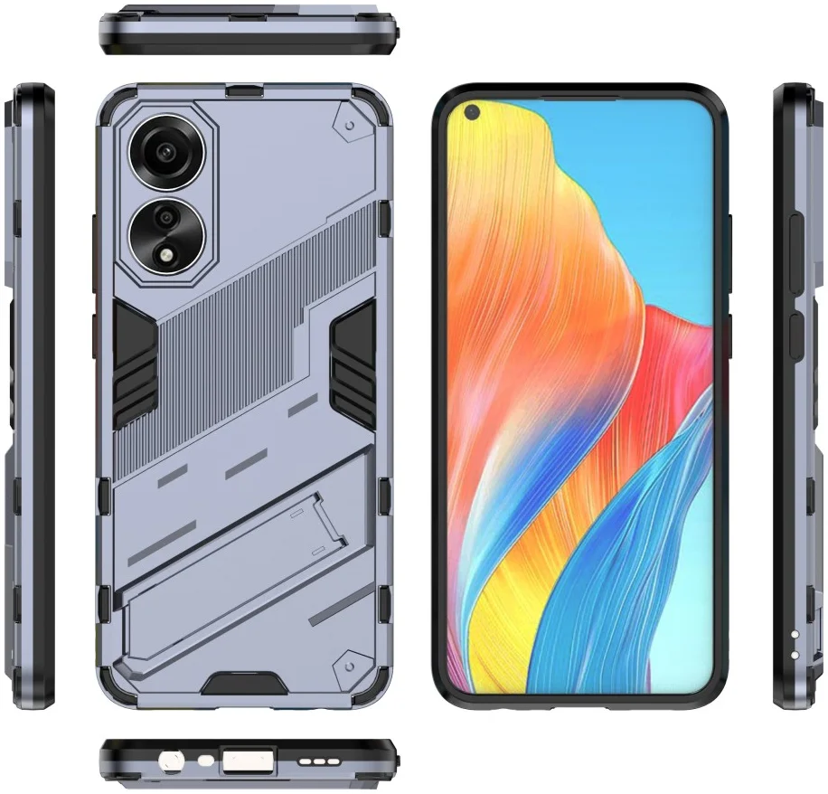 Oppo A78 4G Hoesje Shockproof Kickstand Back Cover Donker Blauw afbeelding 6