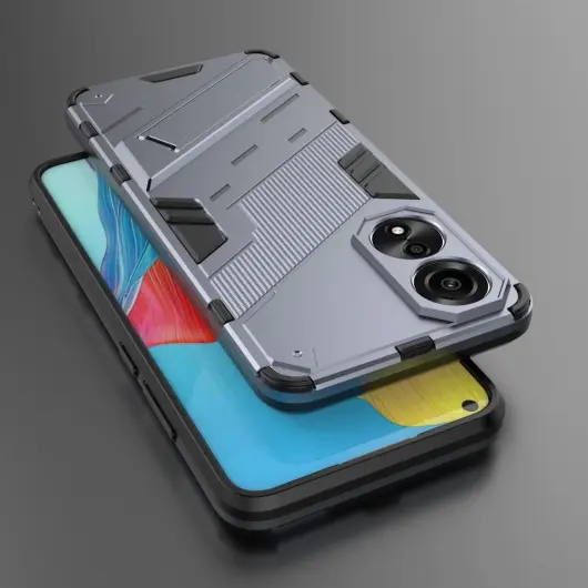 Oppo A78 4G Hoesje Shockproof Kickstand Back Cover Donker Blauw afbeelding 4