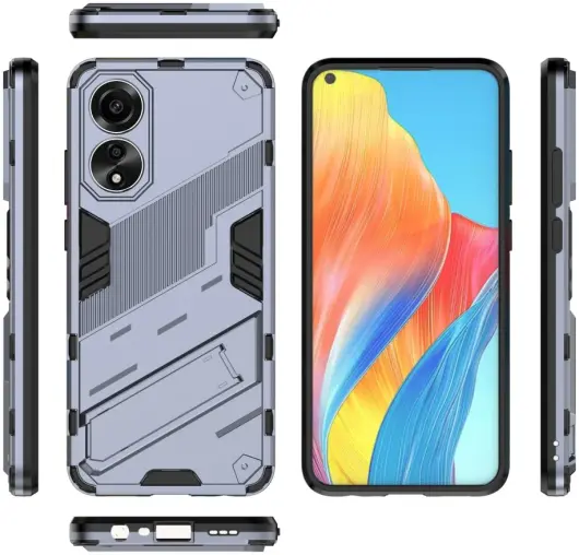 Oppo A78 4G Hoesje Shockproof Kickstand Back Cover Donker Blauw afbeelding 6