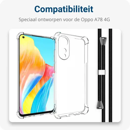 Oppo A78 4G Hoesje met Koord Schokbestendig TPU Transparant afbeelding 4