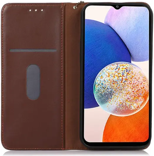 KHAZNEH Samsung Galaxy S24 Hoesje RFID Book Case Leer Bruin afbeelding 1