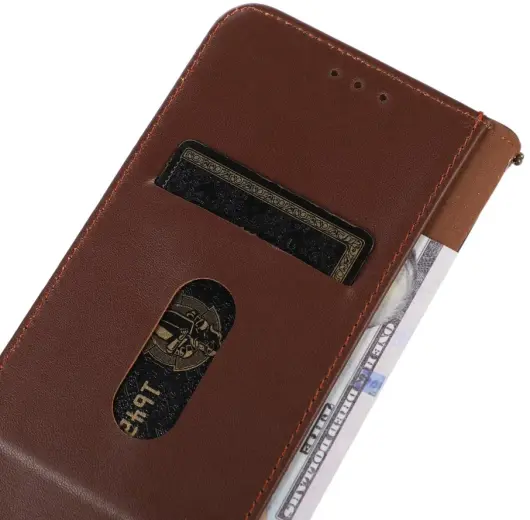 KHAZNEH Samsung Galaxy S24 Hoesje RFID Book Case Leer Bruin afbeelding 4