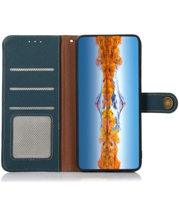KHAZNEH Samsung S24 Ultra Hoesje RFID Book Case Leer Groen Hoesjes