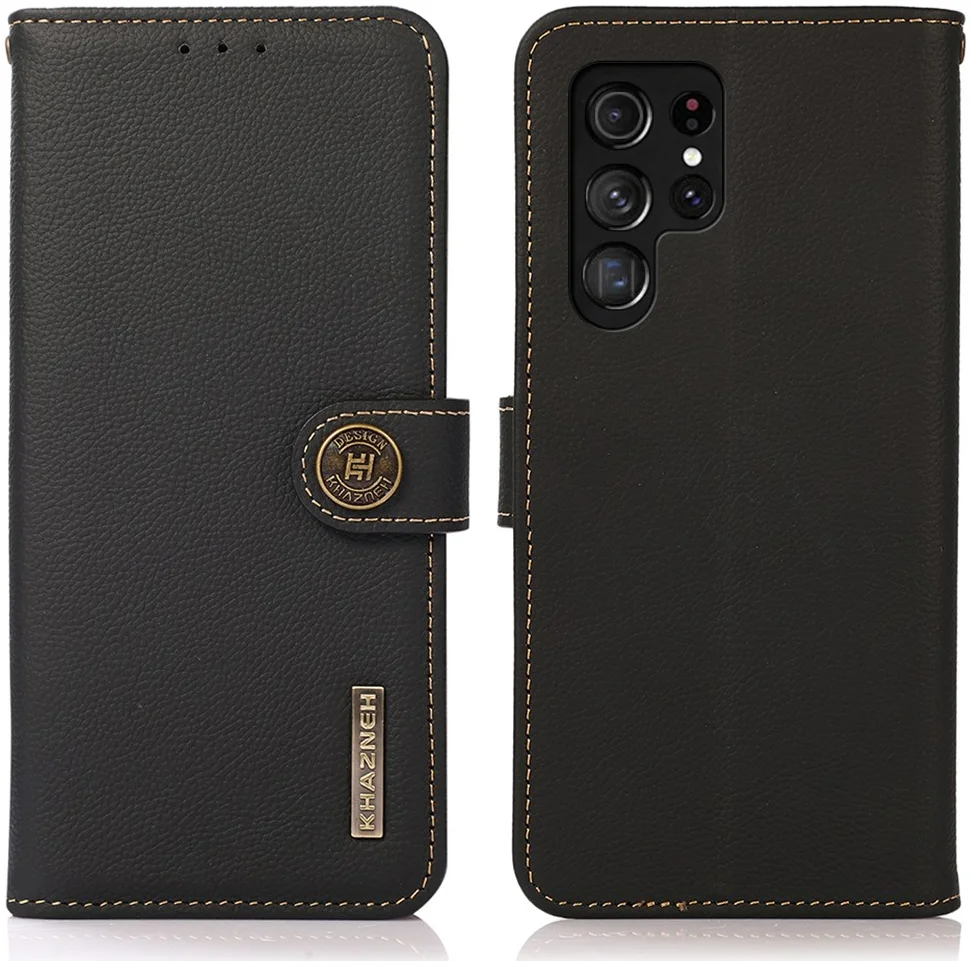 KHAZNEH Samsung S24 Ultra Hoesje RFID Book Case Leer Zwart afbeelding 2