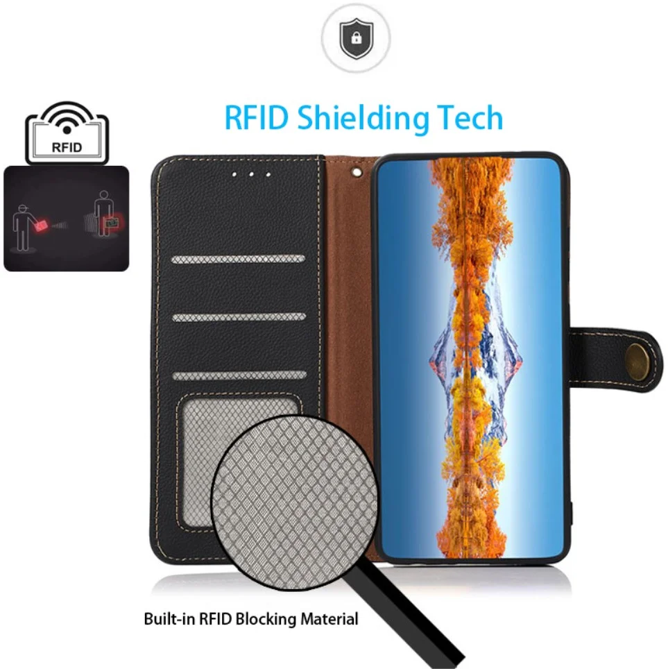 KHAZNEH Samsung S24 Ultra Hoesje RFID Book Case Leer Zwart afbeelding 3