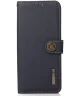 KHAZNEH Samsung S24 Ultra Hoesje RFID Book Case Leer Blauw