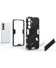 Samsung Galaxy S24 Hoesje Shockproof Kickstand Back Cover Zwart