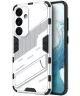 Samsung Galaxy S24 Hoesje Shockproof Kickstand Back Cover Wit