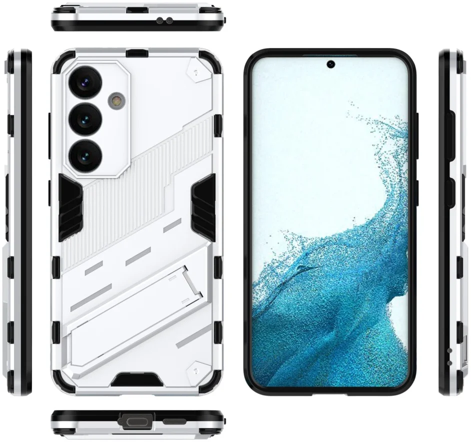 Samsung Galaxy S24 Hoesje Shockproof Kickstand Back Cover Wit afbeelding 6