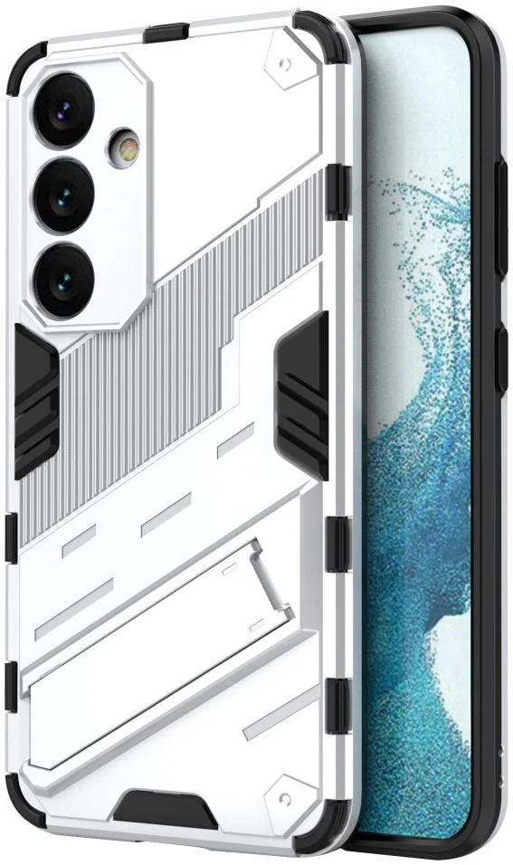 Samsung Galaxy S24 Hoesje Shockproof Kickstand Back Cover Wit afbeelding 1