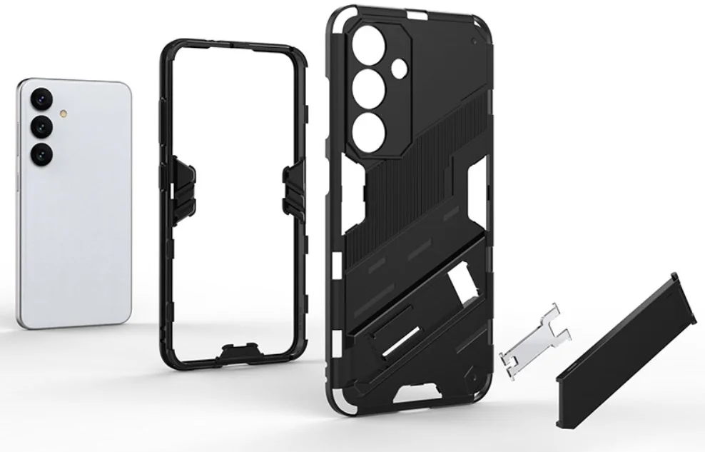 Samsung Galaxy S24 Hoesje Shockproof Kickstand Back Cover Wit afbeelding 3