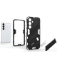 Samsung Galaxy S24 Hoesje Shockproof Kickstand Back Cover Grijs