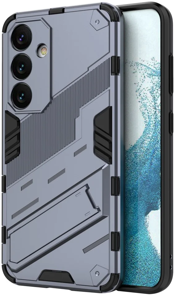 Samsung Galaxy S24 Hoesje Shockproof Kickstand Back Cover Grijs afbeelding 1