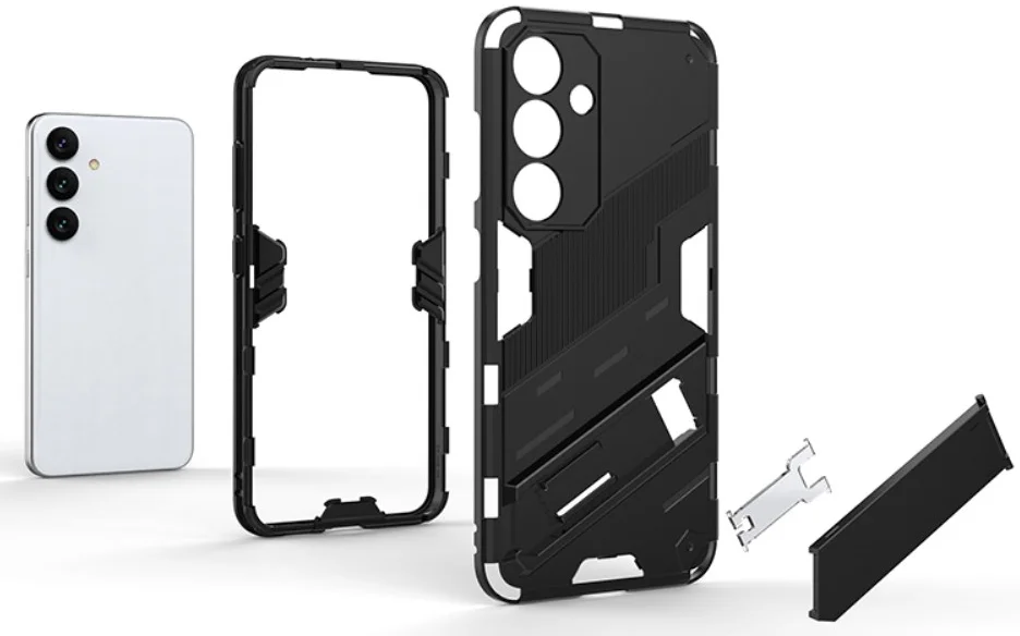 Samsung Galaxy S24 Hoesje Shockproof Kickstand Back Cover Grijs afbeelding 3