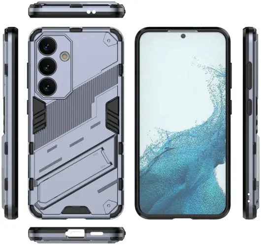 Samsung Galaxy S24 Hoesje Shockproof Kickstand Back Cover Grijs afbeelding 6