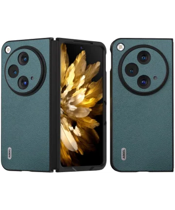 ABEEL Litchi OnePlus Open Hoesje Leer Back Cover Groen Hoesjes