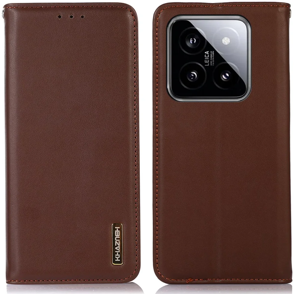 KHAZNEH Xiaomi 14 Hoesje Retro Wallet Book Case Bruin afbeelding 2
