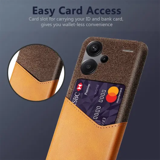 Xiaomi Redmi Note 13 Pro+ Hoesje met Kaarthouder Back Cover Oranje afbeelding 2
