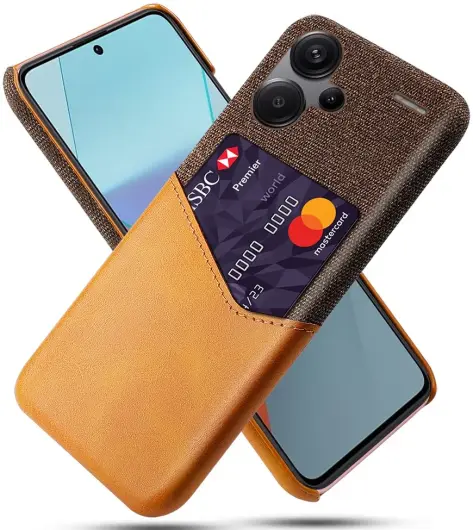 Xiaomi Redmi Note 13 Pro+ Hoesje met Kaarthouder Back Cover Oranje afbeelding 1