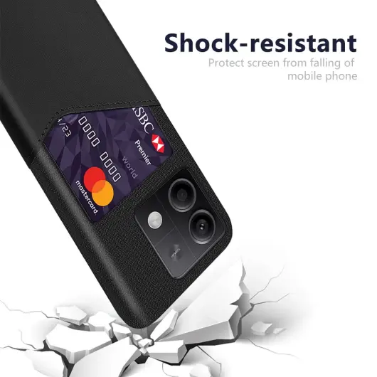 Xiaomi Redmi Note 13 5G Hoesje met Kaarthouder Back Cover Zwart afbeelding 3