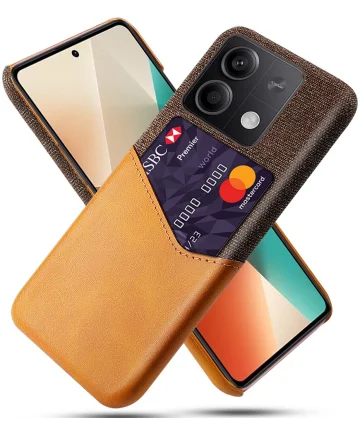 Xiaomi Redmi Note 13 5G Hoesje met Kaarthouder Back Cover Oranje Hoesjes