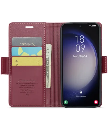 CaseMe 023 Samsung Galaxy S24 Hoesje RFID Book Case Rood Hoesjes