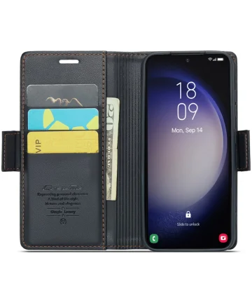 CaseMe 023 Samsung Galaxy S24 Hoesje RFID Book Case Zwart Hoesjes