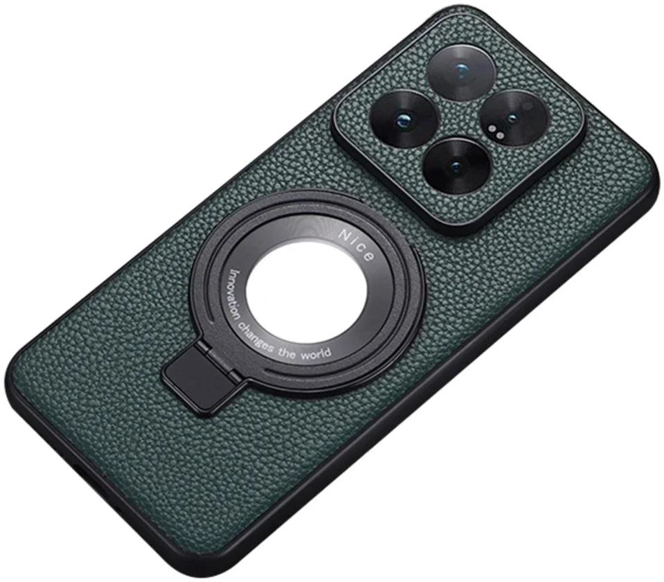 Xiaomi 14 Hoesje met Magsafe Back Cover Kunstleer Textuur Groen afbeelding 1