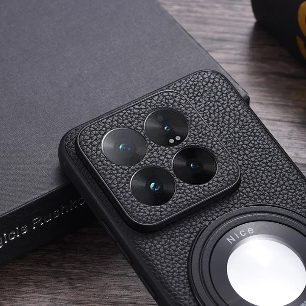 Xiaomi 14 Hoesje met Magsafe Back Cover Kunstleer Textuur Groen afbeelding 2