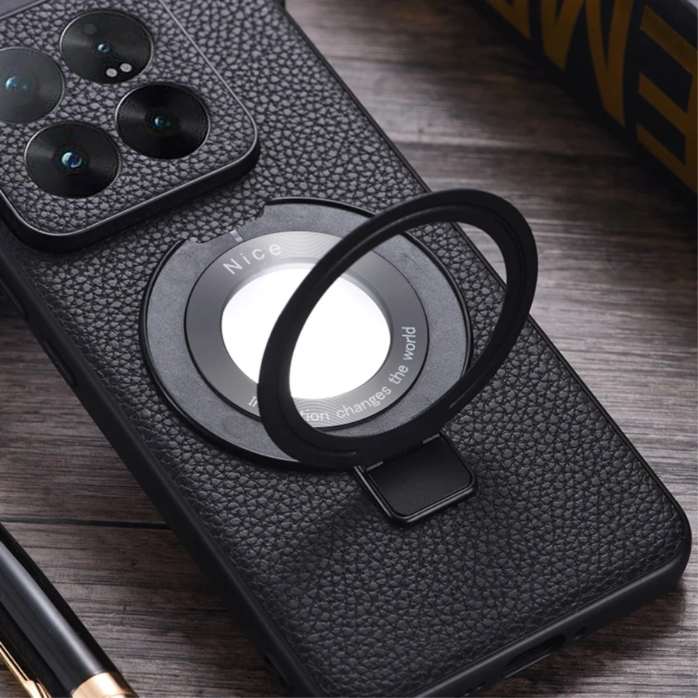 Xiaomi 14 Hoesje met Magsafe Back Cover Kunstleer Textuur Groen afbeelding 5
