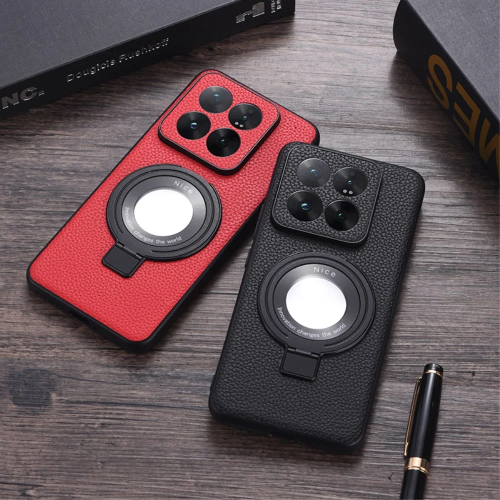 Xiaomi 14 Hoesje met Magsafe Back Cover Kunstleer Textuur Groen afbeelding 7