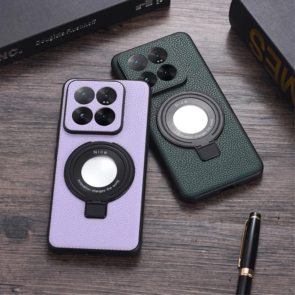 Xiaomi 14 Hoesje met Magsafe Back Cover Kunstleer Textuur Groen afbeelding 8