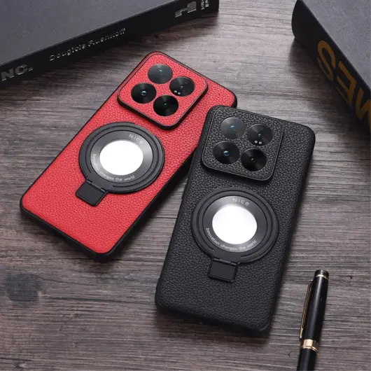 Xiaomi 14 Hoesje met Magsafe Back Cover Kunstleer Textuur Groen afbeelding 7