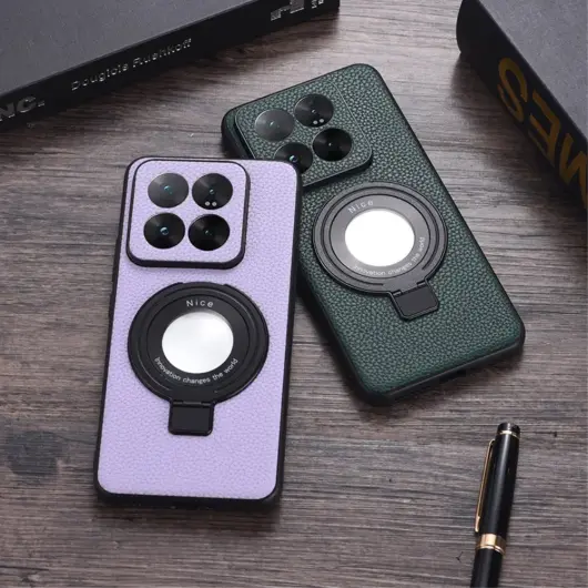 Xiaomi 14 Hoesje met Magsafe Back Cover Kunstleer Textuur Groen afbeelding 8