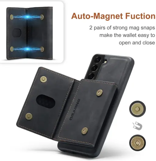 DG Ming Samsung Galaxy S24 Plus Hoesje Magnetische Portemonnee Zwart afbeelding 5