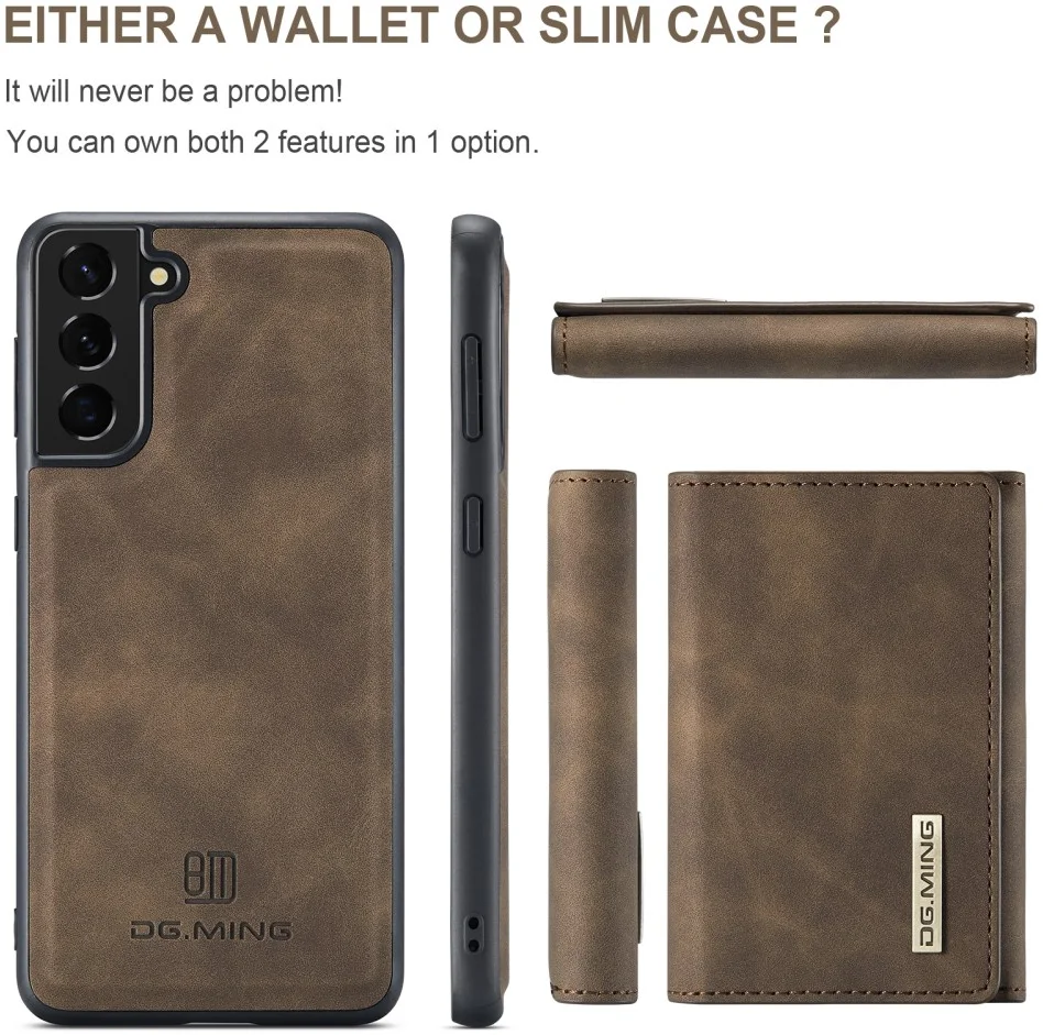 DG Ming Samsung Galaxy S24 Plus Hoesje Magnetische Kaarthouder Coffee afbeelding 11