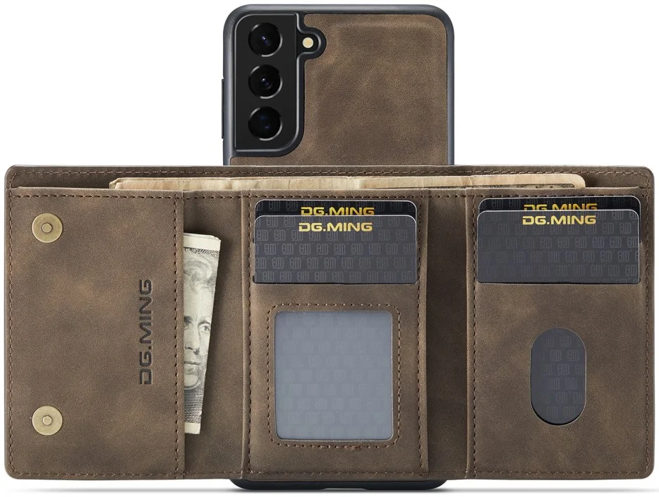 DG Ming Samsung Galaxy S24 Plus Hoesje Magnetische Kaarthouder Coffee afbeelding 1