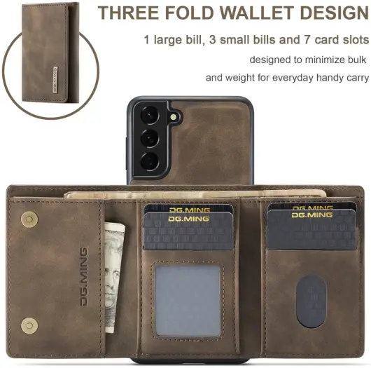 DG Ming Samsung Galaxy S24 Plus Hoesje Magnetische Kaarthouder Coffee afbeelding 5