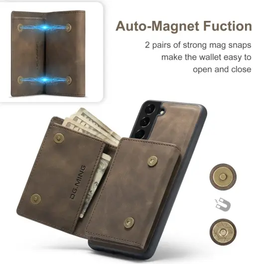 DG Ming Samsung Galaxy S24 Plus Hoesje Magnetische Kaarthouder Coffee afbeelding 7
