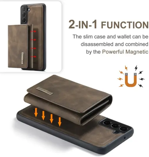 DG Ming Samsung Galaxy S24 Plus Hoesje Magnetische Kaarthouder Coffee afbeelding 3