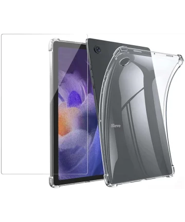 Samsung Galaxy Tab A9 Hoes Schokbestendig TPU + Tempered Glass Hoesjes