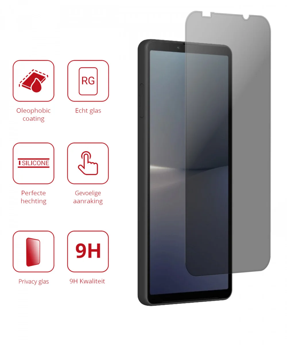 Rosso Sony Xperia 10 V 9H Tempered Glass Screen Protector Privacy afbeelding 2