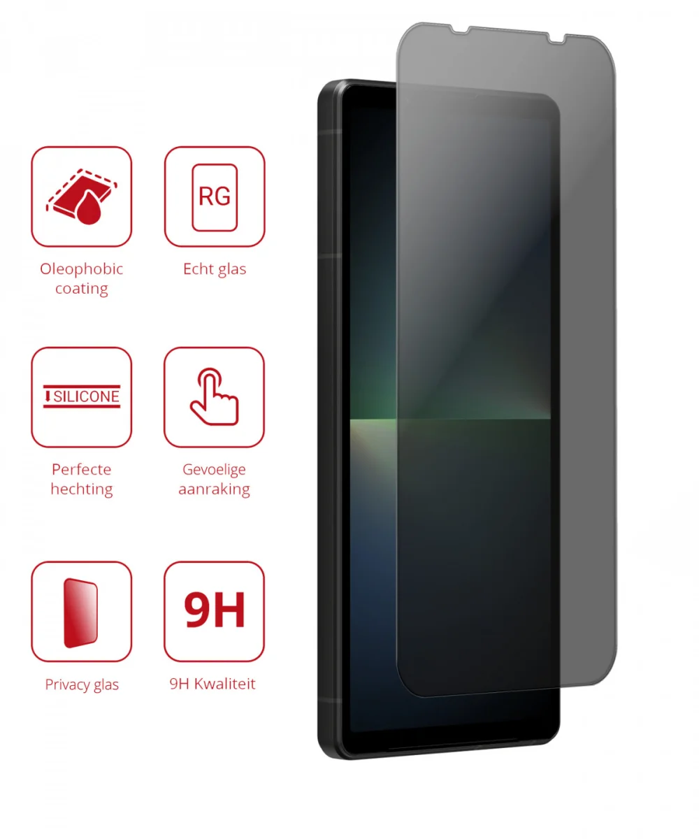 Rosso Sony Xperia 5 V 9H Tempered Glass Screen Protector Privacy afbeelding 2