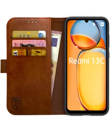 Rosso Element Xiaomi Redmi 13C / Poco C65 Hoesje Book Case Wallet Bruin Hoesjes